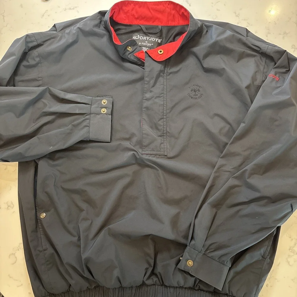 Footjoy Dryjoys Golf Waterproof 1/2 Zip Snap‎ Allegheny Country Club Black SZ LG